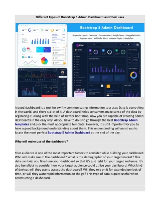 Different types of Bootstrap 5 Admin Dashboard and their uses