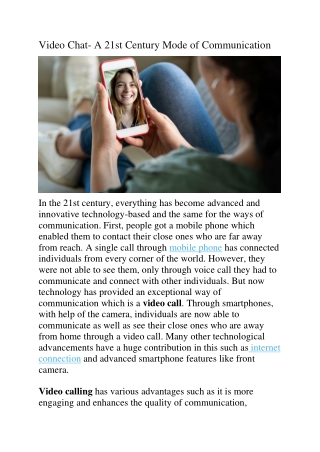 Video Chat A 21st Century Mode of Communication