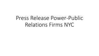 Press Release Power-public relations firms nyc