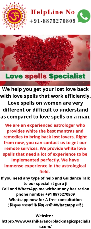 Love spells Specialist - Vashikaran Specialist Astrologer