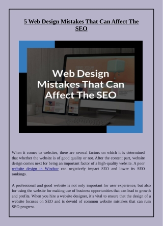 5 Web Design Mistakes That Can Affect The SEO