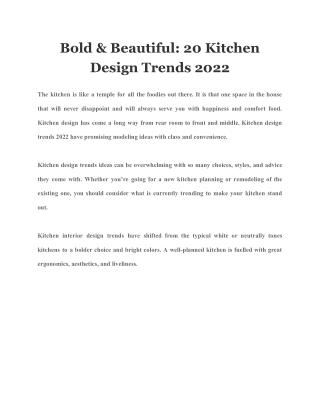 Bold & Beautiful: 20 Kitchen Design Trends 2022