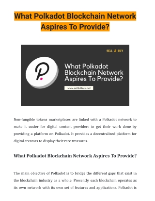 What Polkadot Blockchain Network Aspires To Provide?