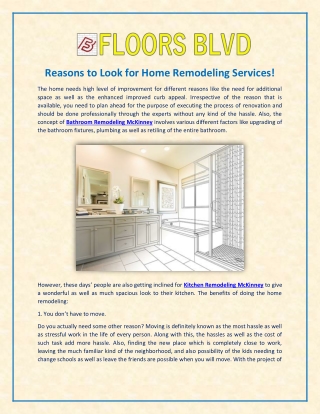 Reasons to Look for Bathroom and Kitchen Remodeling McKinney Services