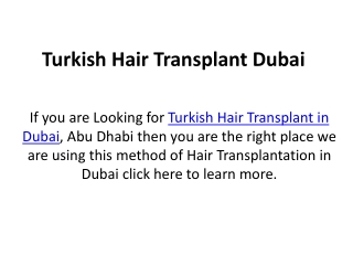 Turkish Hair Transplant Dubai