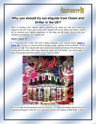 Clown e liquid UK