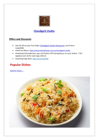 5% off - Chandigarh Chulha St Albans Takeaway Menu, VIC
