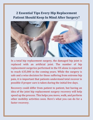 What Helps in Fast Hip Surgery Recovery