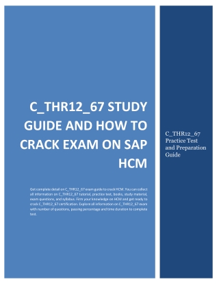 C_THR12_67 Study Guide and How to Crack Exam on SAP HCM