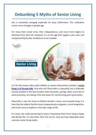 Top 5 Debunked Myths About Senior Living