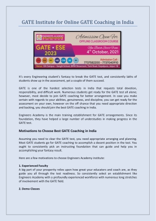 Online GATE Coaching