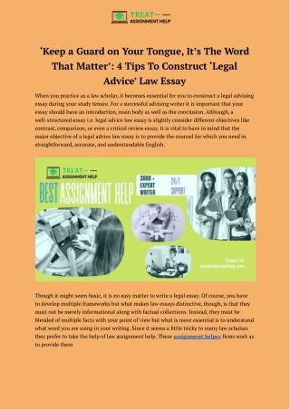 ‘Keep a Guard on Your Tongue, It’s The Word That Matter’_ 4 Tips To Construct ‘Legal Advice’ Law Essay