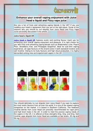 Juice head e liquid UK