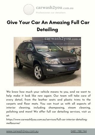 Give Your Car An Amazing Full Car Detailing