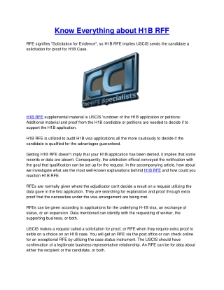 Know Everything about H1B RFE
