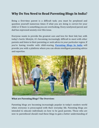 Why Do You Need to Read Parenting Blogs In India?
