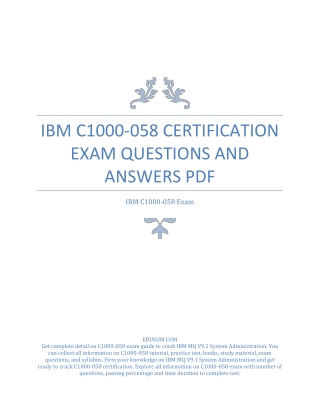 LATEST: IBM C1000-058 Certification Exam Questions and Answers PDF