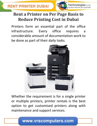 Rent a Printer on Per Page Basis to Reduce Printing Cost in Dubai