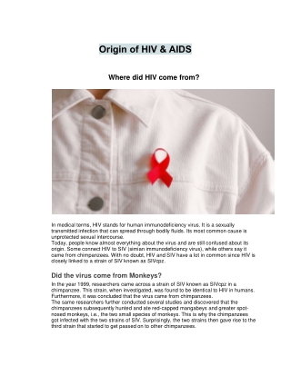 Origin of HIV & AIDS
