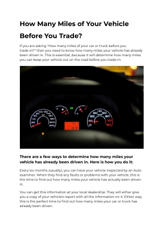 How Many Miles of Your Vehicle Before You Trade