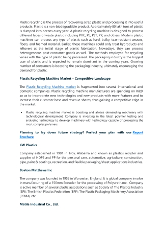 Plastic Recycling Machine Market
