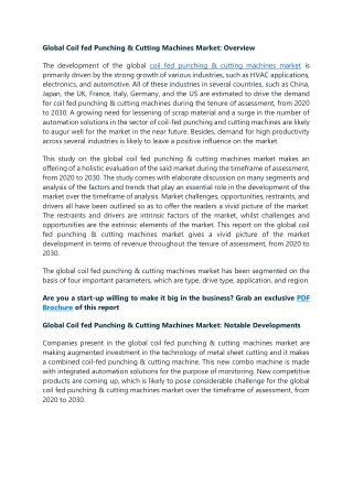 Coil fed Punching & Cutting Machines Market