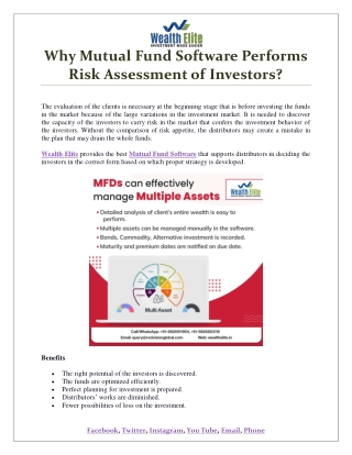 Why Mutual Fund Software Performs Risk Assessment of Investors