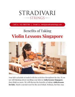 Benefits of Taking Violin Lessons Singapore