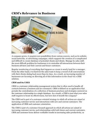 CRM's Relevance in Business