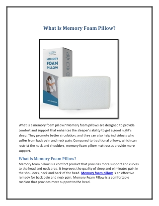 What Is Memory Foam Pillow