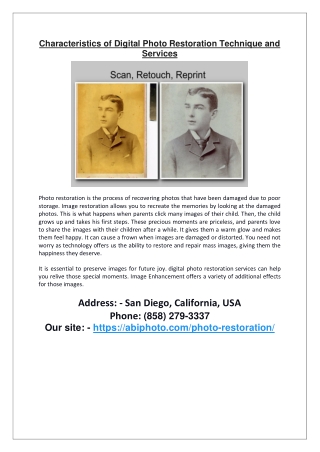 Characteristics of Digital Photo Restoration Technique and Services