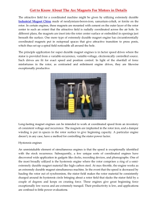 Get to Know About The Arc Magnets For Motors in Details