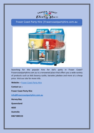 Fraser Coast Party Hire |Frasercoastpartyhire.com.au