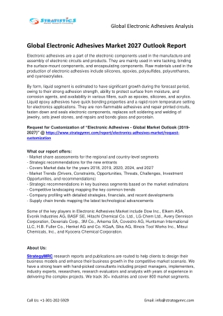 Global Electronic Adhesives Market Report Key Players Analysis