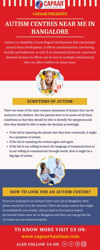Autism Centres Near Me in Bangalore |Autism Treatment in Bangalore | CAPAAR
