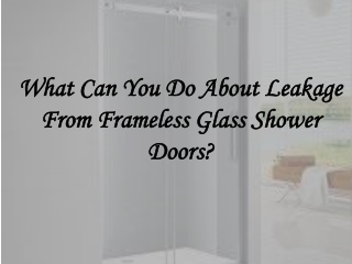 What Can You Do About Leakage From Frameless Glass Shower Doors