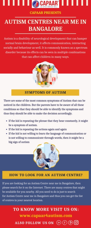 Autism Centres Near Me in Bangalore - Autism Treatment in Bangalore - CAPAAR