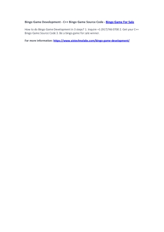 Bingo Game Development - C   Bingo Game Source Code - Bingo Game For Sale