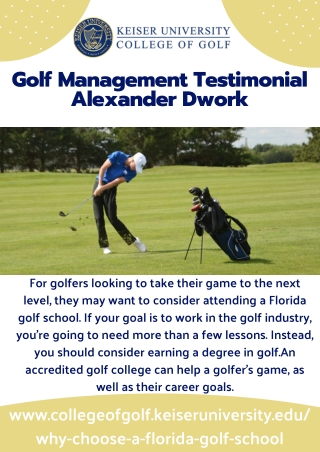 Golf Management Testimonial Alexander Dwork
