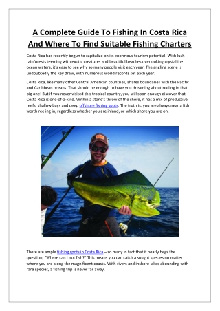 A Complete Guide To Fishing In Costa Rica And Where To Find Suitable Fishing Charters
