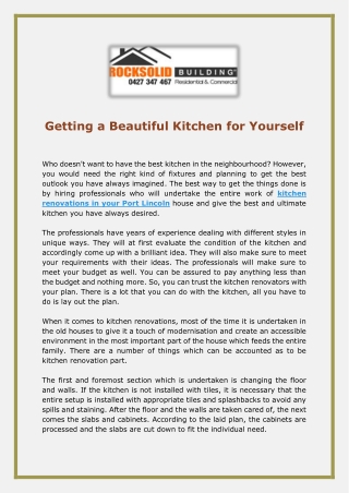 Getting a Beautiful Kitchen for Yourself