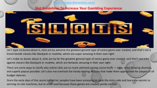 Slot Guidelines To Increase Your Gambling Experience