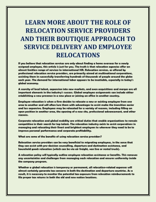 Learn more about the role of relocation service providers