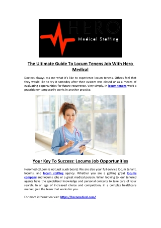 The Ultimate Guide To Locum Tenens Job With Hero Medical