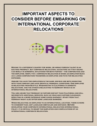 Important aspects to consider before embarking on international corporate