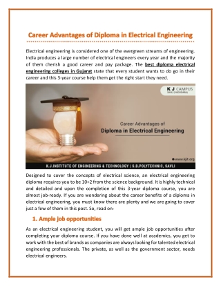 Top 3 Benefits Of a Diploma in Electrical Engineering