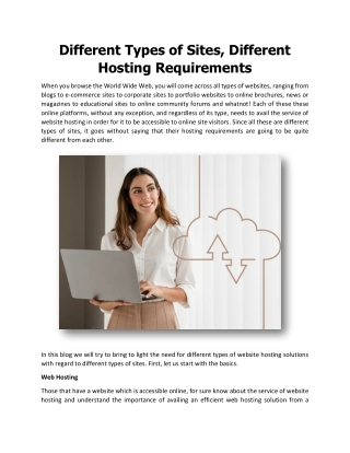 Different Types of Sites, Different Hosting Requirements