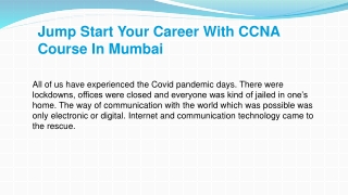 Jump Start Your Career with CCNA Course in Mumbai - Texceed