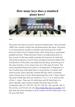 How many keys does a standard piano have?