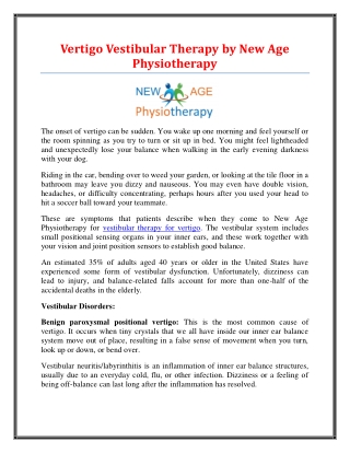 Vestibular Therapy